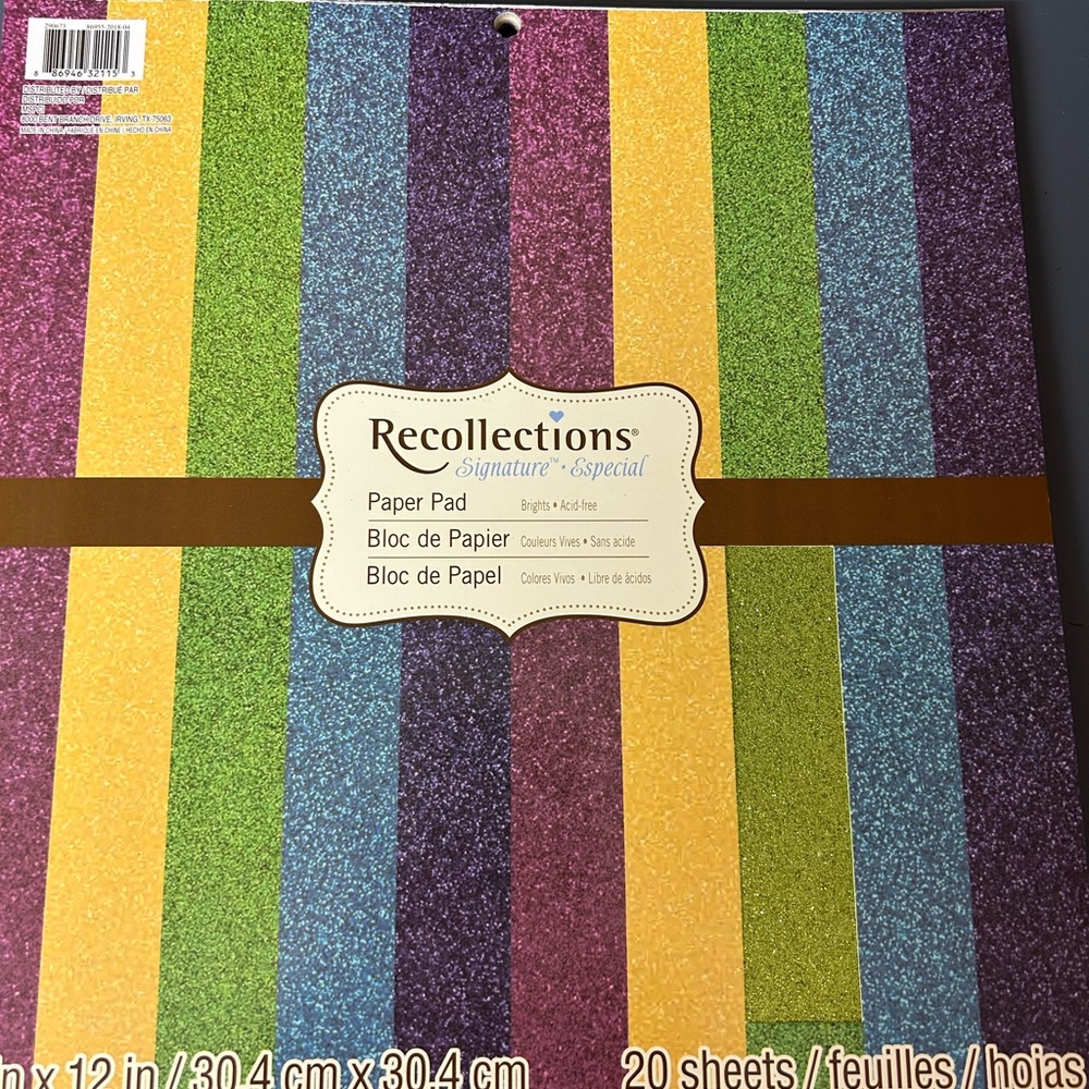 Recollections Glitter Paper Pad - Blue, Purple, Green, Yellow